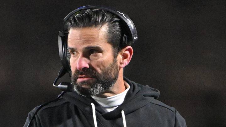 Nov 29, 2025; Durham, North Carolina, USA;  Duke Blue Devils head coach Manny Diaz looks on against the Wake Forest Demon Deacons during the fourth quarter at Wallace Wade Stadium. Mandatory Credit: Zachary Taft-Imagn Images