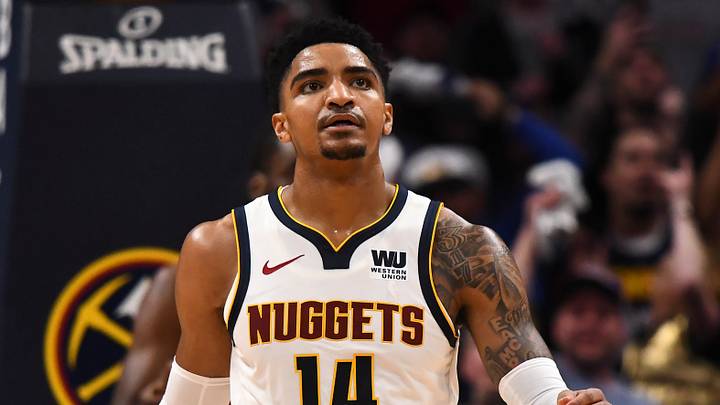May 7, 2019; Denver, CO, USA; Denver Nuggets guard Gary Harris (14) reacts following his score in the second quarter against the Portland Trail Blazers in game five of the second round of the 2019 NBA Playoffs at Pepsi Center. Mandatory Credit: Ron Chenoy-USA TODAY Sports May 7, 2019; Denver, CO, USA; Denver Nuggets guard Gary Harris (14) reacts following his score in the second quarter against the Portland Trail Blazers in game five of the second round of the 2019 NBA Playoffs at Pepsi Center. Mandatory Credit: Ron Chenoy-USA TODAY Sports