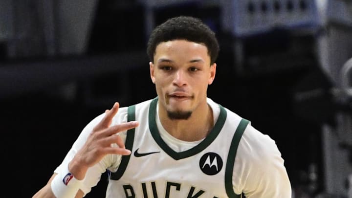 Milwaukee Bucks guard Ryan Rollins (13) reacts after scoring a 3-point basket in the 3rd quarter against the New York Knicks at Fiserv Forum on October 28, 2025. Milwaukee Bucks guard Ryan Rollins (13) reacts after scoring a 3-point basket in the 3rd quarter against the New York Knicks at Fiserv Forum on October 28, 2025.