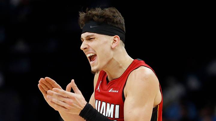 Miami Heat guard Tyler Herro (14) reacts during the first half against the Memphis Grizzlies at FedExForum on November 8, 2023.