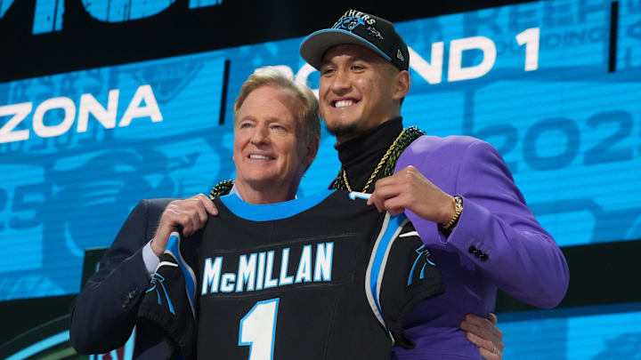 Tetairoa McMillan and Roger Goodell
