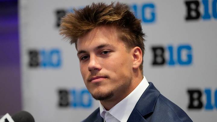 Jul 23, 2025; Las Vegas, NV, USA; Minnesota safety Koi Perich speaks to the media during the Big Ten NCAA college football media days at Mandalay Bay Resort. Mandatory Credit: Lucas Peltier-Imagn Images Jul 23, 2025; Las Vegas, NV, USA; Minnesota safety Koi Perich speaks to the media during the Big Ten NCAA college football media days at Mandalay Bay Resort. Mandatory Credit: Lucas Peltier-Imagn Images