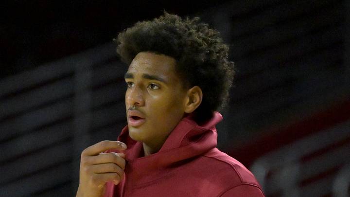 Dec 21, 2025; Los Angeles, California, USA; USC Trojans guard Alijah Arenas (0) warms up prior to the game against the UC Santa Cruz Banana Slugs at Galen Center. Mandatory Credit: Jayne Kamin-Oncea-Imagn Images
