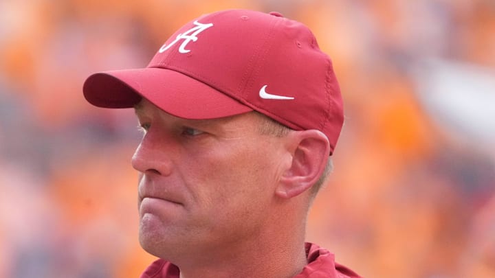 Alabama football coach Kalen DeBoer during the NCAA college football game against Tennessee on Saturday, Oct. 19, 2024, in Knoxville. Tenn.