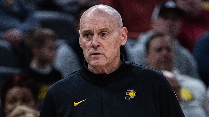 Indiana Pacers head coach Rick Carlisle in the first half against the Miami Heat at Gainbridge Fieldhouse.