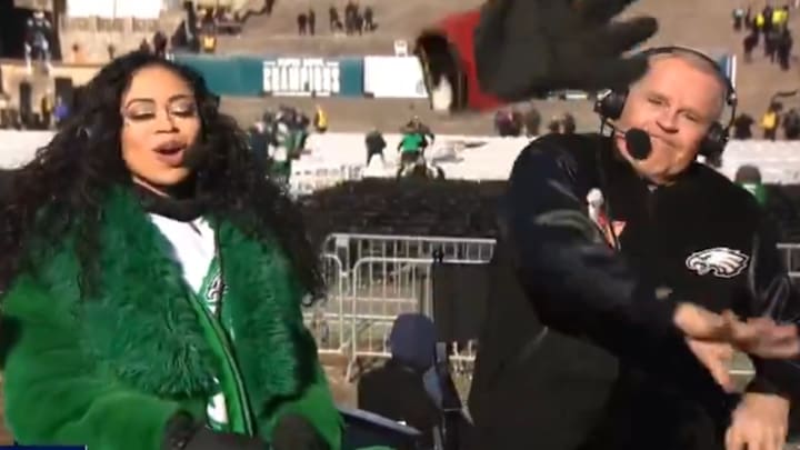 Mike Jerrick throws his red gloves