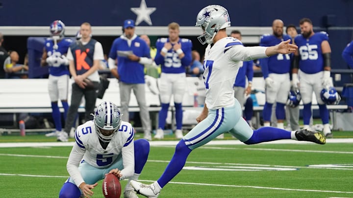 Cowboys kicker Brandon Aubrey ranked ninth among kickers according to FanSided’s KVA metric.