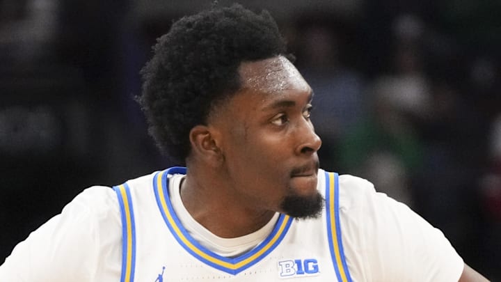 Mar 14, 2026; Chicago, IL, USA; UCLA Bruins center Xavier Booker (1) reacts after making a three point basket against the Purdue Boilermakers during the first half at United Center. Mandatory Credit: David Banks-Imagn Images Mar 14, 2026; Chicago, IL, USA; UCLA Bruins center Xavier Booker (1) reacts after making a three point basket against the Purdue Boilermakers during the first half at United Center. Mandatory Credit: David Banks-Imagn Images