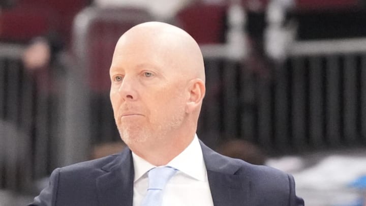Mar 12, 2026; Chicago, IL, USA; UCLA Bruins head coach Mick Cronin gestures to his team against the Rutgers Scarlet Knights during the first half at United Center. Mandatory Credit: David Banks-Imagn Images