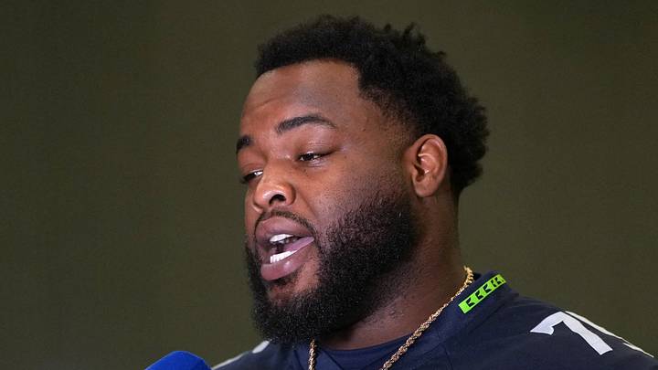 Seattle Seahawks guard Anthony Bradford talks to media members at the San Jose Marriott. Seattle Seahawks guard Anthony Bradford talks to media members at the San Jose Marriott.