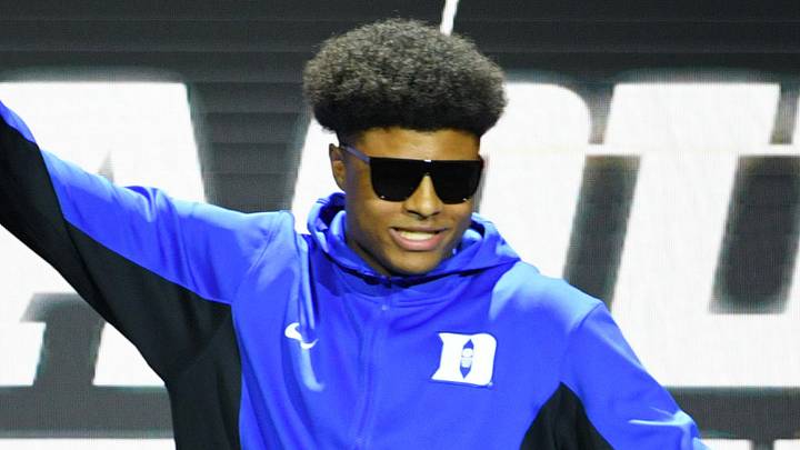 Oct 3, 2026; Durham, NC, USA; Duke Blue Devils forward Joaquim Boumtje Boumtje (30) during the Countdown to Craziness at Cameron Indoor Stadium. Mandatory Credit: Zachary Taft-Imagn Images Oct 3, 2026; Durham, NC, USA; Duke Blue Devils forward Joaquim Boumtje Boumtje (30) during the Countdown to Craziness at Cameron Indoor Stadium. Mandatory Credit: Zachary Taft-Imagn Images