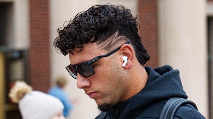 Oct 25, 2025; Lincoln, Nebraska, USA; Nebraska Cornhuskers quarterback Dylan Raiola (15) arrives before the game against the Northwestern Wildcats at Memorial Stadium.