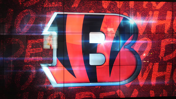 Feb 9, 2022; Los Angeles, CA, USA; A Cincinnati Bengals logo is seen at the Grove. Mandatory Credit: Kirby Lee-Imagn Images