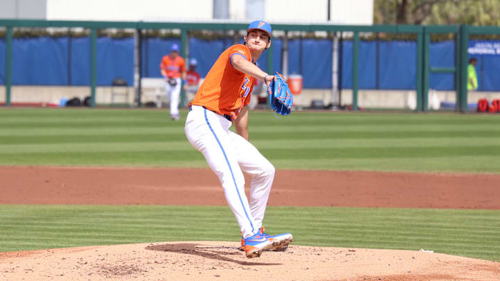 Pierce Coppola, seen here pitching against Dayton, made his return to the mound on Sunday after not appearing in a game in two months. Pierce Coppola, seen here pitching against Dayton, made his return to the mound on Sunday after not appearing in a game in two months.