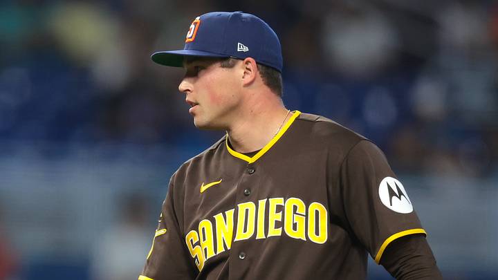 Jul 26, 2026; Miami, Florida, USA; San Diego Padres pitcher Mason Miller (22) looks on after the game against the Miami Marlins at loanDepot Park. Mandatory Credit: Sam Navarro-Imagn Images Jul 26, 2026; Miami, Florida, USA; San Diego Padres pitcher Mason Miller (22) looks on after the game against the Miami Marlins at loanDepot Park. Mandatory Credit: Sam Navarro-Imagn Images