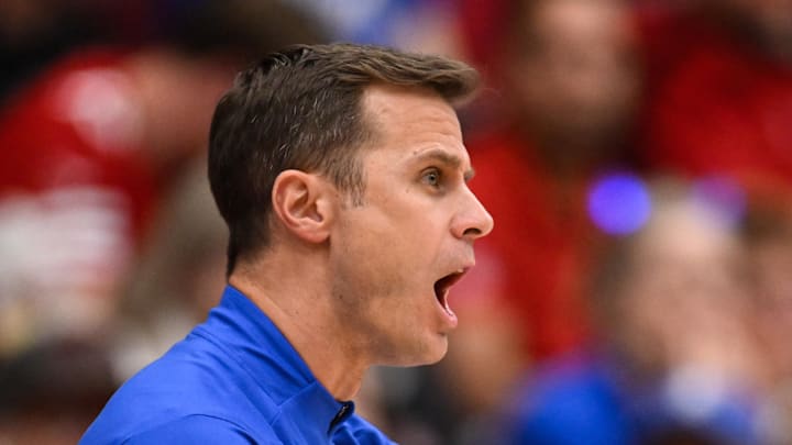 Jan 17, 2026; Stanford, California, USA; Duke Blue Devils head coach Jon Scheyer reacts against the Stanford Cardinal in the first half at Maples Pavilion. Mandatory Credit: Eakin Howard-Imagn Images