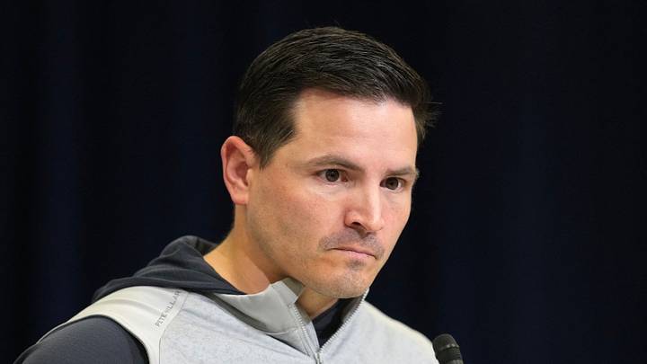 Seattle Seahawks coach Mike Macdonald speaks during the NFL Scouting Combine