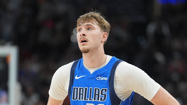 Feb 7, 2026; San Antonio, Texas, USA; Dallas Mavericks forward Cooper Flagg (32) looks on in the first half against the San Antonio Spurs at Frost Bank Center. Mandatory Credit: Daniel Dunn-Imagn Images Feb 7, 2026; San Antonio, Texas, USA; Dallas Mavericks forward Cooper Flagg (32) looks on in the first half against the San Antonio Spurs at Frost Bank Center. Mandatory Credit: Daniel Dunn-Imagn Images