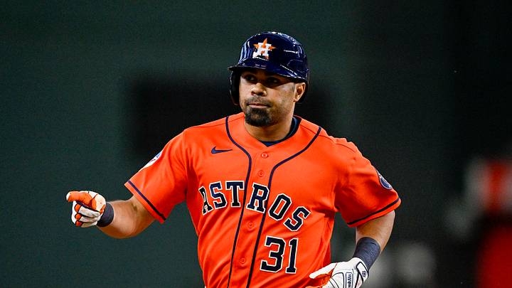 Arlington, Texas, USA; Houston Astros LaMonte Wade Jr. (31) rounds the bases during the game between the Rangers and the Astros at Globe Life Field. Mandatory Credit: Jerome Miron-Imagn Images