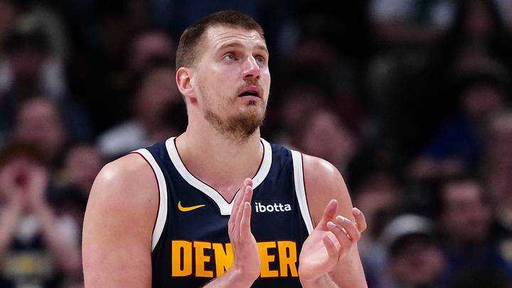 Mar 28, 2025; Denver, Colorado, USA; Denver Nuggets center Nikola Jokic (15) reacts in the third quarter against the Utah Jazz at Ball Arena. Mandatory Credit: Ron Chenoy-Imagn Images Mar 28, 2025; Denver, Colorado, USA; Denver Nuggets center Nikola Jokic (15) reacts in the third quarter against the Utah Jazz at Ball Arena. Mandatory Credit: Ron Chenoy-Imagn Images