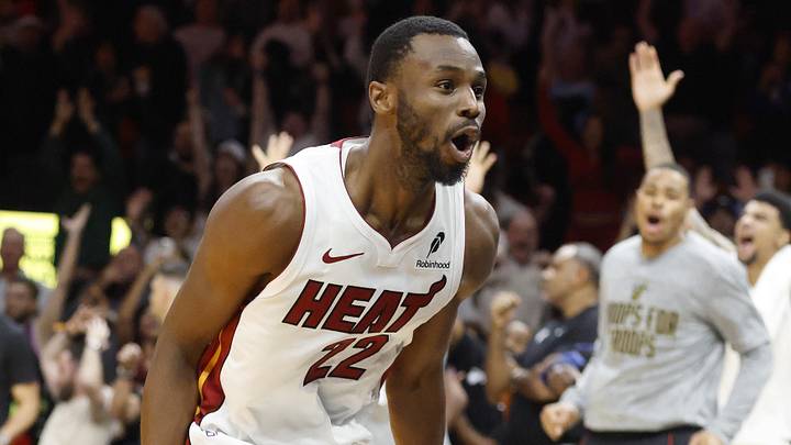 Miami Heat forward Andrew Wiggins (22) reacts (Mandatory Credit: Rhona Wise-Imagn Images)