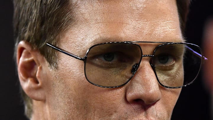 Aug 8, 2025; Foxborough, Massachusetts, USA; Retired Hall of Fame New England Patriot player Tom Brady talks with Brian Hoyer during the first half of a game against the Washington Commanders at Gillette Stadium. Mandatory Credit: Brian Fluharty-Imagn Images Aug 8, 2025; Foxborough, Massachusetts, USA; Retired Hall of Fame New England Patriot player Tom Brady talks with Brian Hoyer during the first half of a game against the Washington Commanders at Gillette Stadium. Mandatory Credit: Brian Fluharty-Imagn Images