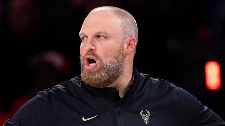 Milwaukee Bucks head coach Taylor Jenkins reacts during the first quarter against the Philadelphia 76ers at Xfinity Mobile Arena on October 24, 2026.