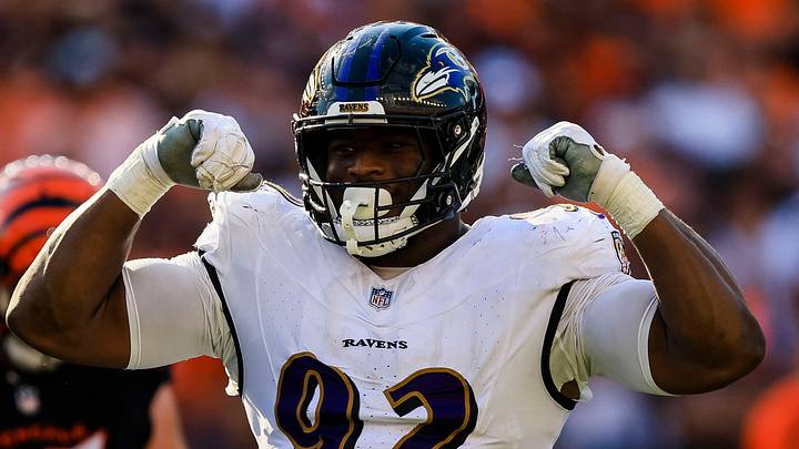 Baltimore Ravens defensive tackle Nnamdi Madubuike. Mandatory Credit: Katie Stratman-Imagn Images