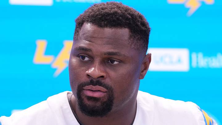 Jul 30, 2026; El Segundo, CA, USA; Los Angeles Chargers linebacker Khalil Mack at training camp press conference at The Bolt. Mandatory Credit: Kirby Lee-Imagn Images Jul 30, 2026; El Segundo, CA, USA; Los Angeles Chargers linebacker Khalil Mack at training camp press conference at The Bolt. Mandatory Credit: Kirby Lee-Imagn Images