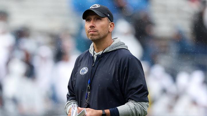 Apr 25, 2026; University Park, PA, USA; Penn State Nittany Lions head coach Matt Campbell looks on from the field during the Penn State Blue-White Spring game at Beaver Stadium. Mandatory Credit: Matthew O'Haren-Imagn Images