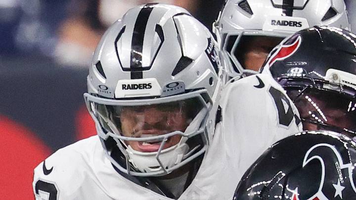 Aug 20, 2026; Houston, Texas, USA; Houston Texans running back Owen Wright (42) rushes against the Las Vegas Raiders safety Dalton Johnson (43) in the second half at Reliant Stadium. Mandatory Credit: Thomas Shea-Imagn Images Aug 20, 2026; Houston, Texas, USA; Houston Texans running back Owen Wright (42) rushes against the Las Vegas Raiders safety Dalton Johnson (43) in the second half at Reliant Stadium. Mandatory Credit: Thomas Shea-Imagn Images