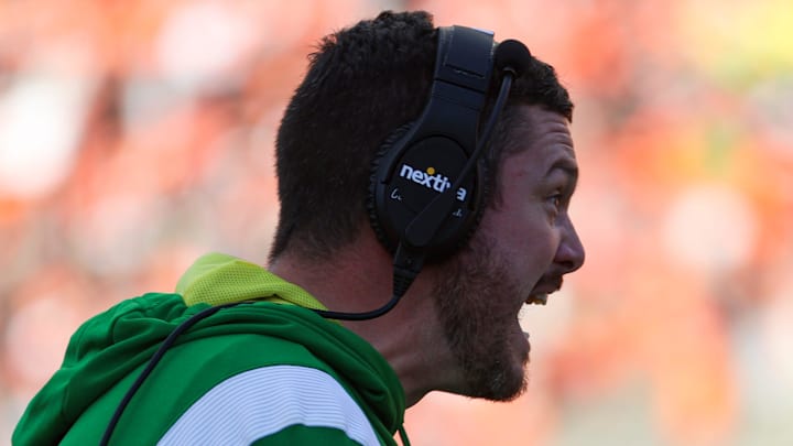 Oregon head coach Dan Lanning reacts from the sidelines during the second quarter against Oregon State at Reser Stadium in Corvallis, Ore. on Saturday, Nov. 26, 2022.

Ncaa Football Oregon Vs Oregon State 1977