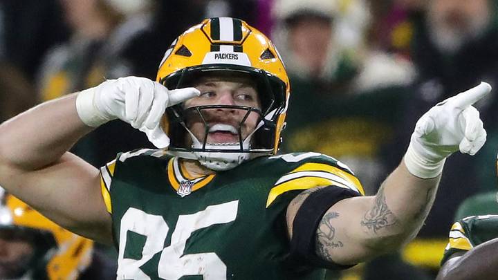 Green Bay Packers tight end Tucker Kraft reacts during a game agaisnt the Saints in 2024. Green Bay Packers tight end Tucker Kraft reacts during a game agaisnt the Saints in 2024.