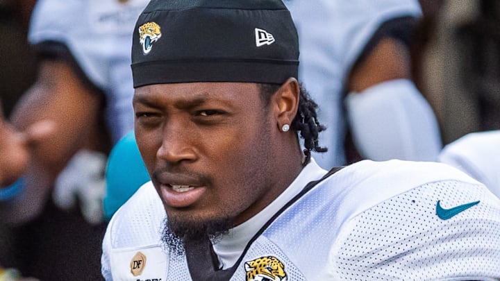Jacksonville Jaguars safety Darnell Savage (6) walks out of the tunnel during Helmet Walk before an NFL scrimmage at EverBank Stadium Friday August 1, 2025, in Jacksonville, Fla. [Doug Engle/Florida Times-Union]