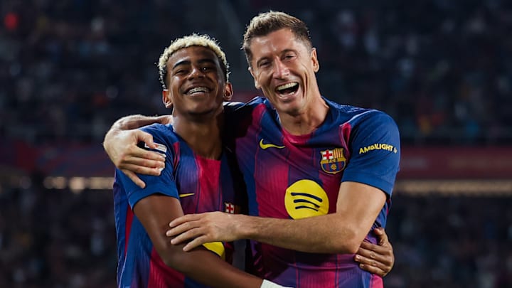 Lamine Yamal (left) and Robert Lewandowski are two of Barcelona’s biggest goal threats.
