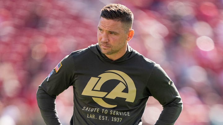 November 9, 2025; Santa Clara, California, USA; Los Angeles Rams defensive coordinator Chris Shula before the game against the San Francisco 49ers at Levi's Stadium. Mandatory Credit: Kyle Terada-Imagn Images November 9, 2025; Santa Clara, California, USA; Los Angeles Rams defensive coordinator Chris Shula before the game against the San Francisco 49ers at Levi's Stadium. Mandatory Credit: Kyle Terada-Imagn Images