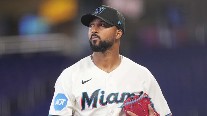 Miami Marlins starting pitcher Sandy Alcantara (22) 