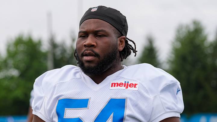 Detroit Lions defensive lineman Alim McNeill (54) looks on during training camp Detroit Lions defensive lineman Alim McNeill (54) looks on during training camp