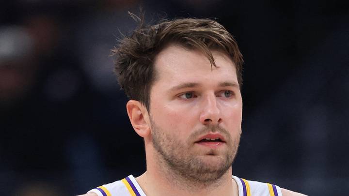 Los Angeles Lakers guard Luka Doncic brings the ball up the court against the Utah Jazz. Los Angeles Lakers guard Luka Doncic brings the ball up the court against the Utah Jazz.