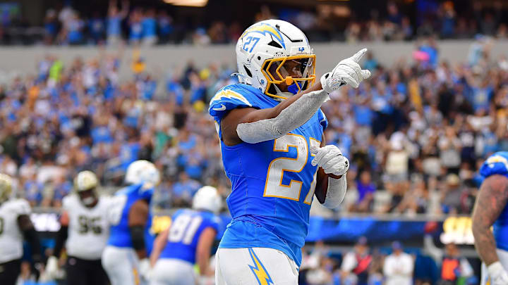 Chargers running back J.K. Dobbins is an interesting trade piece this season. 