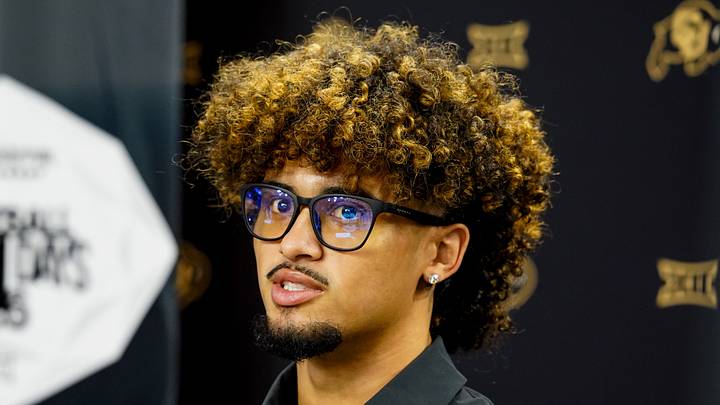 Jul 7, 2026; Frisco, TX, USA; Colorado quarterback Julian Lewis speaks with reporters during Big 12 Conference Football Media Days at The Star. Mandatory Credit: Raymond Carlin III-Imagn Images Jul 7, 2026; Frisco, TX, USA; Colorado quarterback Julian Lewis speaks with reporters during Big 12 Conference Football Media Days at The Star. Mandatory Credit: Raymond Carlin III-Imagn Images