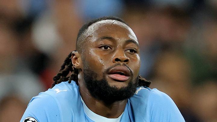 Manchester City's Antoine Semenyo sits before a game Manchester City's Antoine Semenyo sits before a game