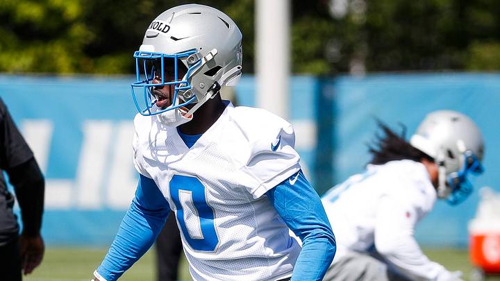 Detroit Lions cornerback Terrion Arnold (0) practiced during rookie minicamp at Detroit Lions Performance Center Detroit Lions cornerback Terrion Arnold (0) practiced during rookie minicamp at Detroit Lions Performance Center