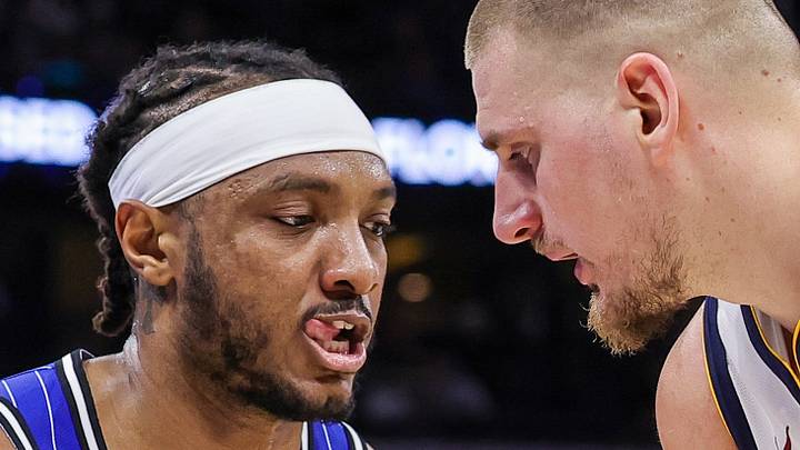 Dec 27, 2025; Orlando, Florida, USA; Orlando Magic center Wendell Carter Jr. (34) defends Denver Nuggets center Nikola Jokic (15) during the second half at Kia Center. Mandatory Credit: Mike Watters-Imagn Images Dec 27, 2025; Orlando, Florida, USA; Orlando Magic center Wendell Carter Jr. (34) defends Denver Nuggets center Nikola Jokic (15) during the second half at Kia Center. Mandatory Credit: Mike Watters-Imagn Images