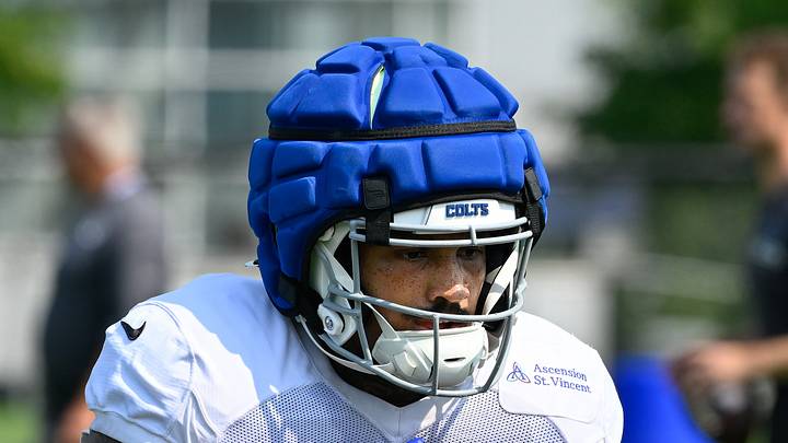 Indianapolis Colts running back Seth McGowan participates in a drill