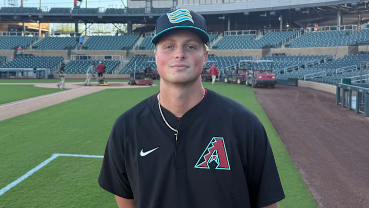 Arizona Diamondbacks pitching prospect David Hagaman at Salt River Fields in Scottsdale, Arizona.
