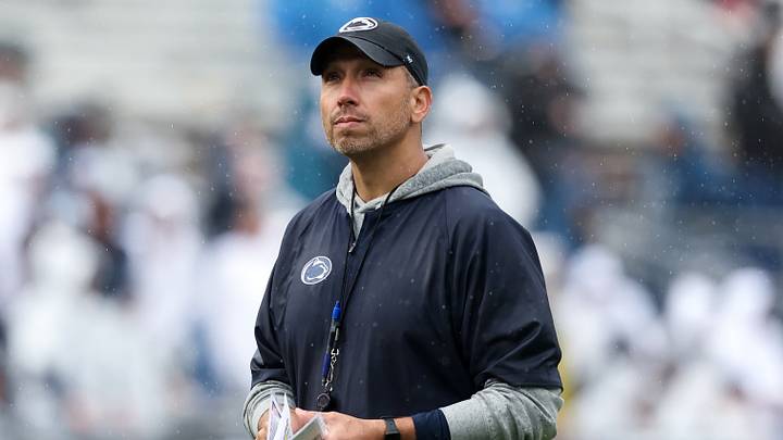 Apr 25, 2026; University Park, PA, USA; Penn State Nittany Lions head coach Matt Campbell looks on from the field during the Penn State Blue-White Spring game at Beaver Stadium. Mandatory Credit: Matthew O'Haren-Imagn Images