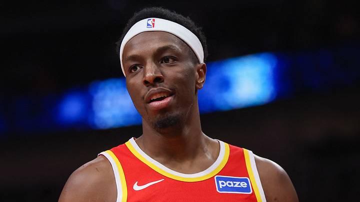 Atlanta Hawks center Onyeka Okongwu (17) reacts against the New York Knicks at State Farm Arena on December 27, 2025. Atlanta Hawks center Onyeka Okongwu (17) reacts against the New York Knicks at State Farm Arena on December 27, 2025.