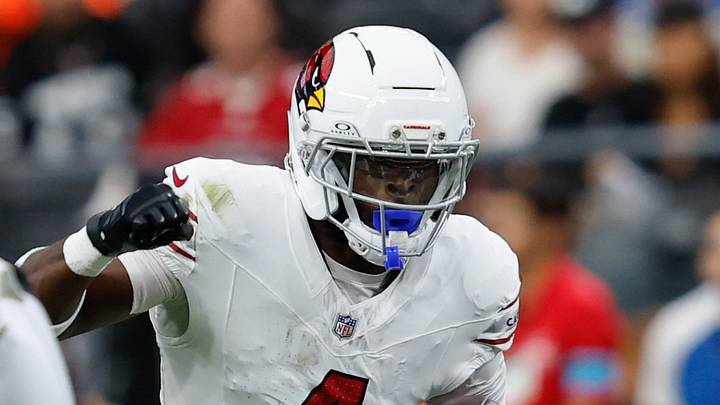 Aug 13, 2026; Paradise, Nevada, USA; Arizona Cardinals running back Jeremiyah Love (4) runs during a preseason game against the Las Vegas Raiders at Allegiant Stadium. Mandatory Credit: David Brytus-Imagn Images Aug 13, 2026; Paradise, Nevada, USA; Arizona Cardinals running back Jeremiyah Love (4) runs during a preseason game against the Las Vegas Raiders at Allegiant Stadium. Mandatory Credit: David Brytus-Imagn Images