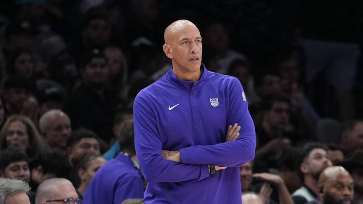Oct 27, 2026; San Antonio, Texas, USA;  Sacramento Kings head coach Doug Christie looks on in the first half against the San Antonio Spurs at Frost Bank Center.  Mandatory Credit: Daniel Dunn-Imagn Images